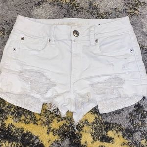 White jean shorts